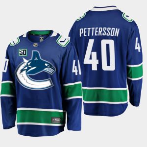 Kinder Vancouver Canucks Eishockey Trikot Elias Pettersson #40 Blau 50th Anniversary Heim Player